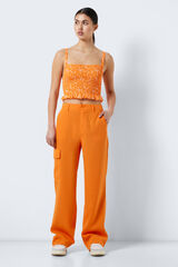 Springfield Pantalon recto de tiro alto naranja