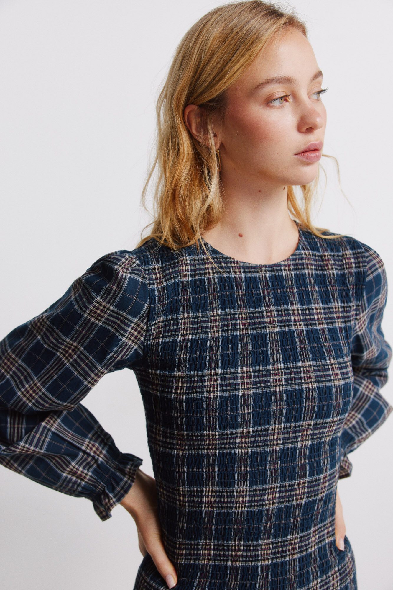 Springfield Vestido corto smock cuadros