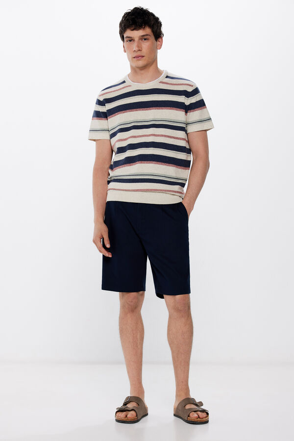 Springfield Camisola manga curtas riscas cinzento