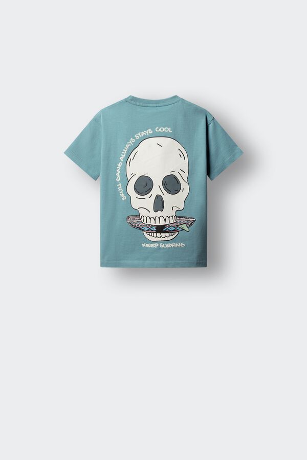 Springfield Kids T-shirt de manga curta com caveira skate para menino azul