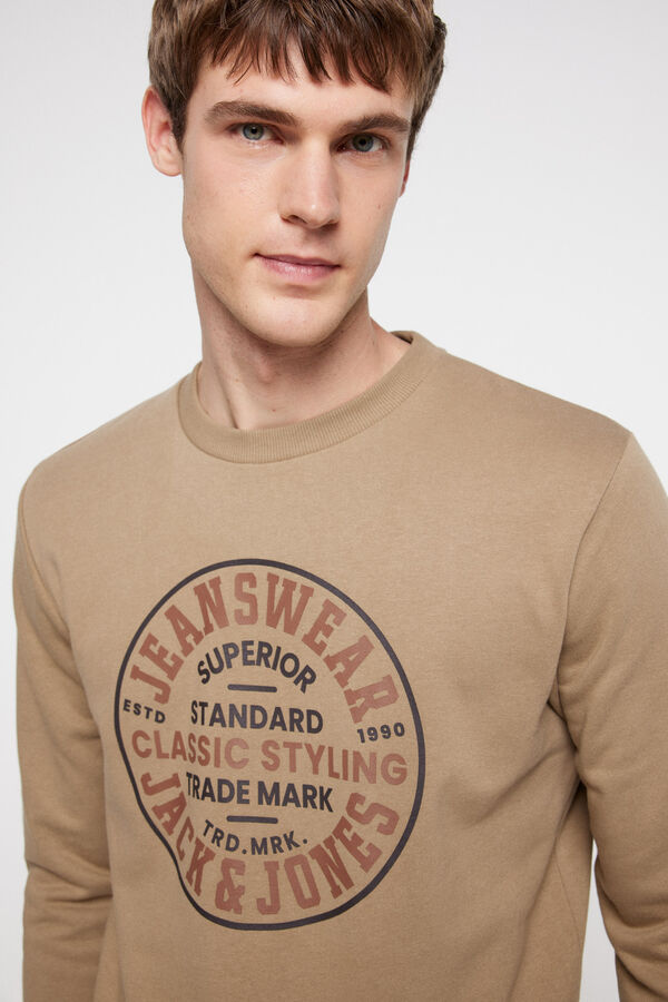 Jack & Jones Sweatshirt gola redonda print logo bege