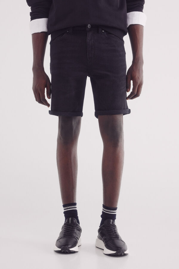 Springfield Bermuda vaquera b&aacute;sica negra slim fit negro