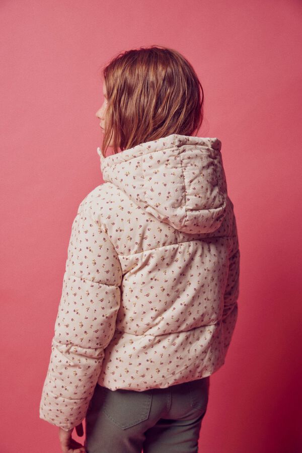 Springfield Kids Chaqueta acolchada pana flores ni&ntilde;a beige