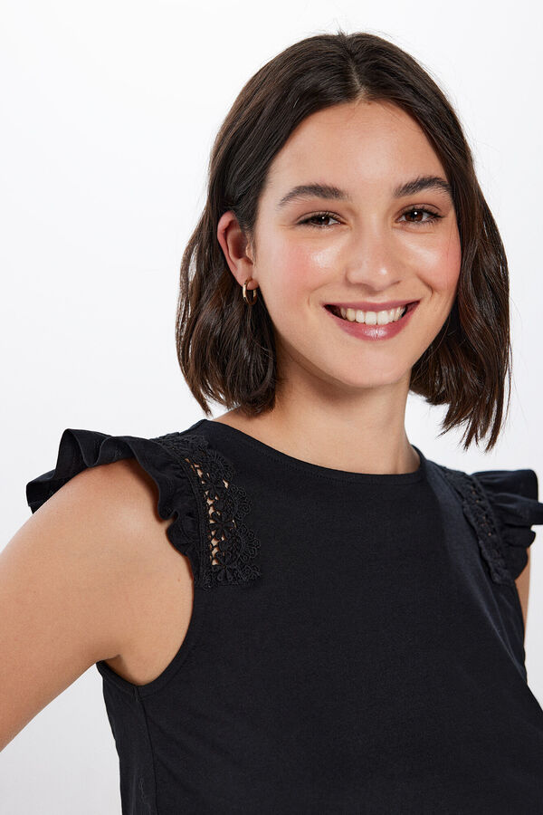 Springfield Camiseta Crochet Hombros negro