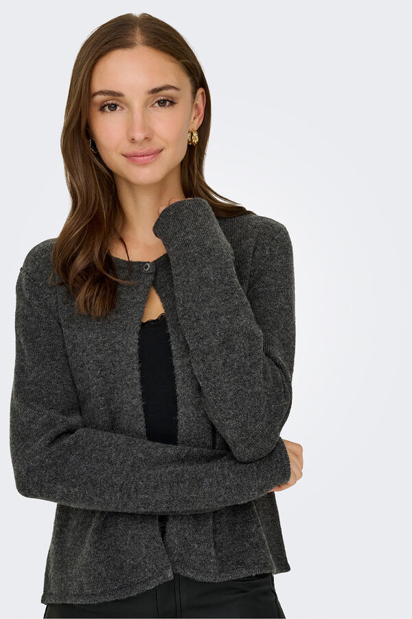 JDY Malha de casaco de malha cinzento