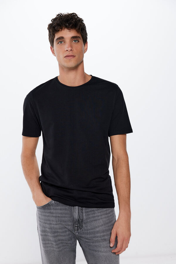 Springfield T-shirt gola redonda elastano preto