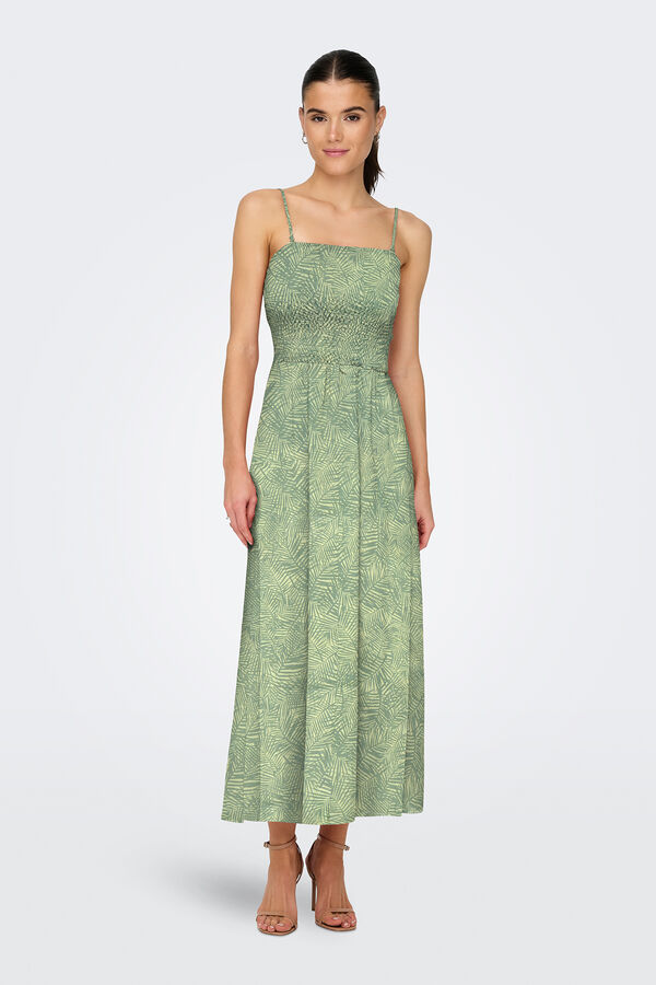 Only Vestido de al&ccedil;as comprido verde