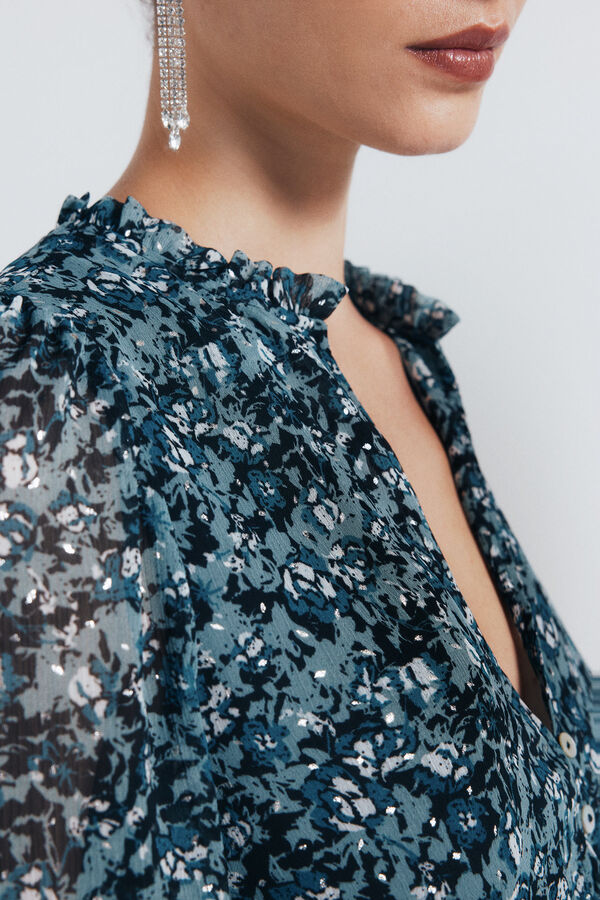 Springfield Vestido corto smock gasa verde