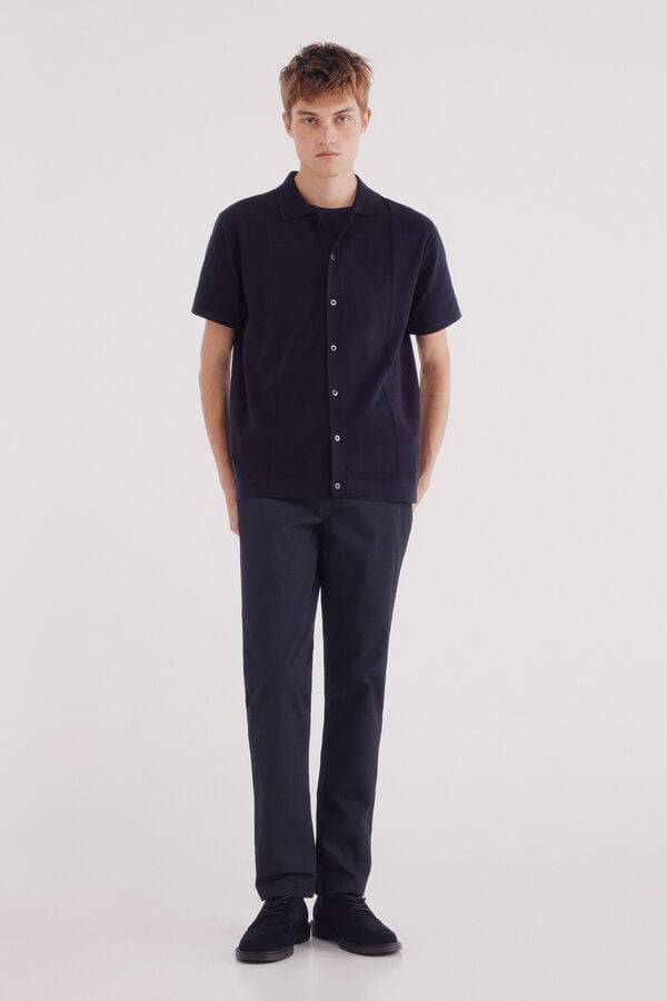 Springfield Cardigan de riscas manga curta verticalmente azul