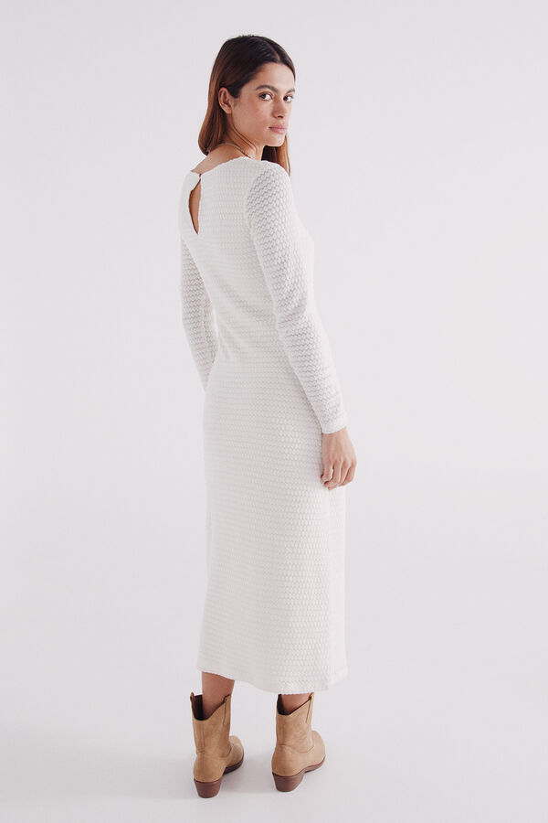 Springfield Vestido midi estructura beige