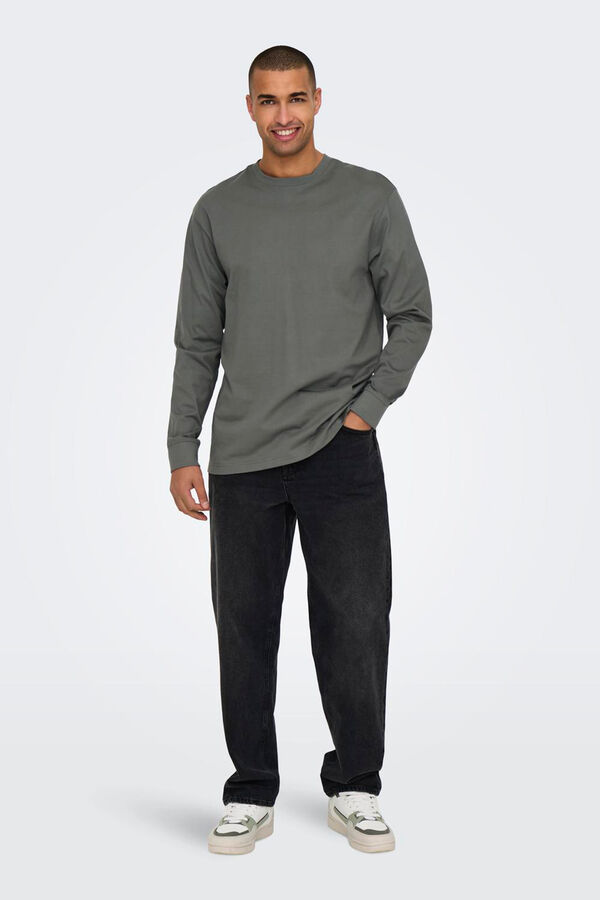 Only & Sons Camiseta relaxed de manga larga gris
