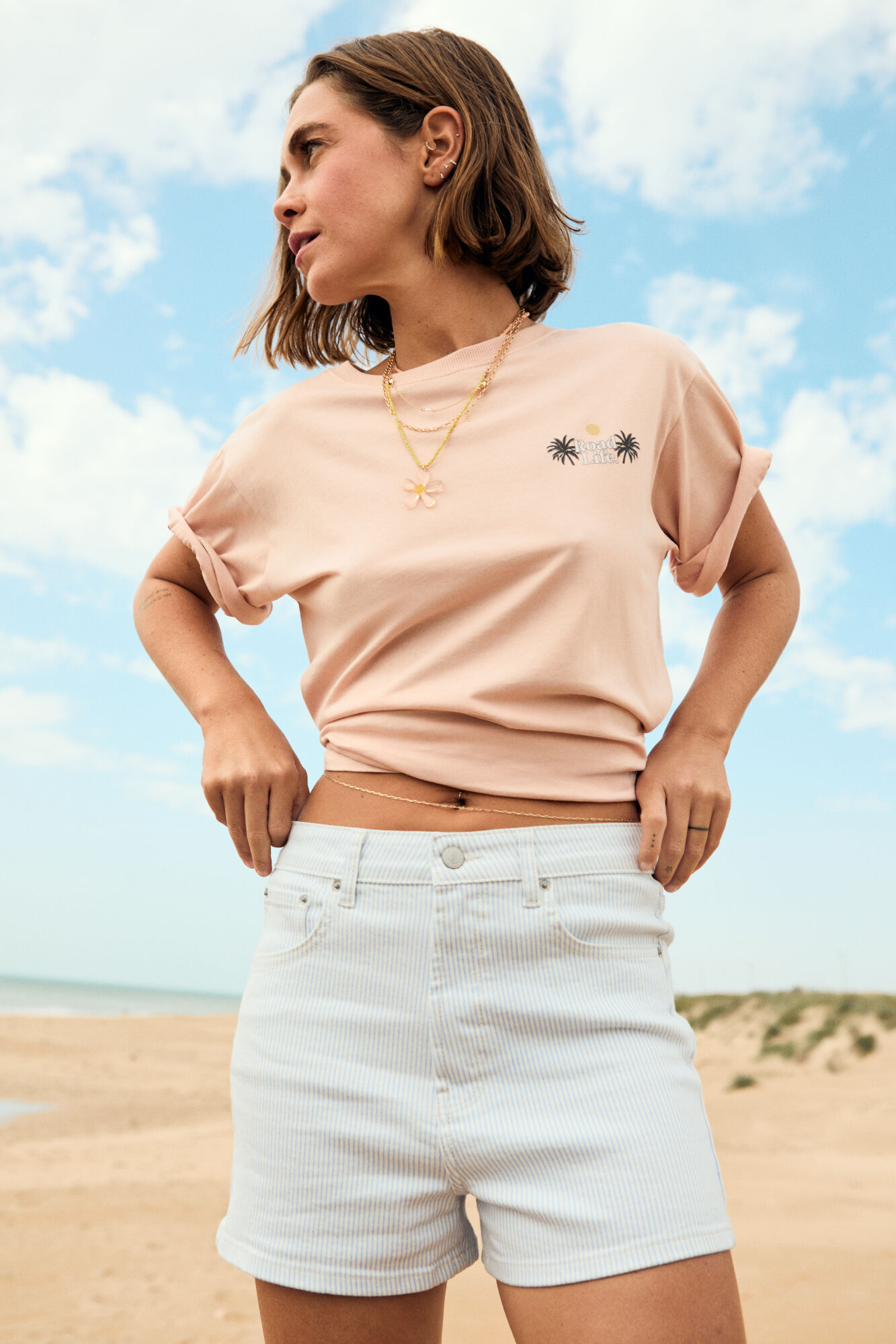 Springfield Shorts jeans riscas