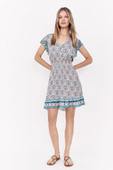 La Vecina Rubia Vestido curto estampado bege