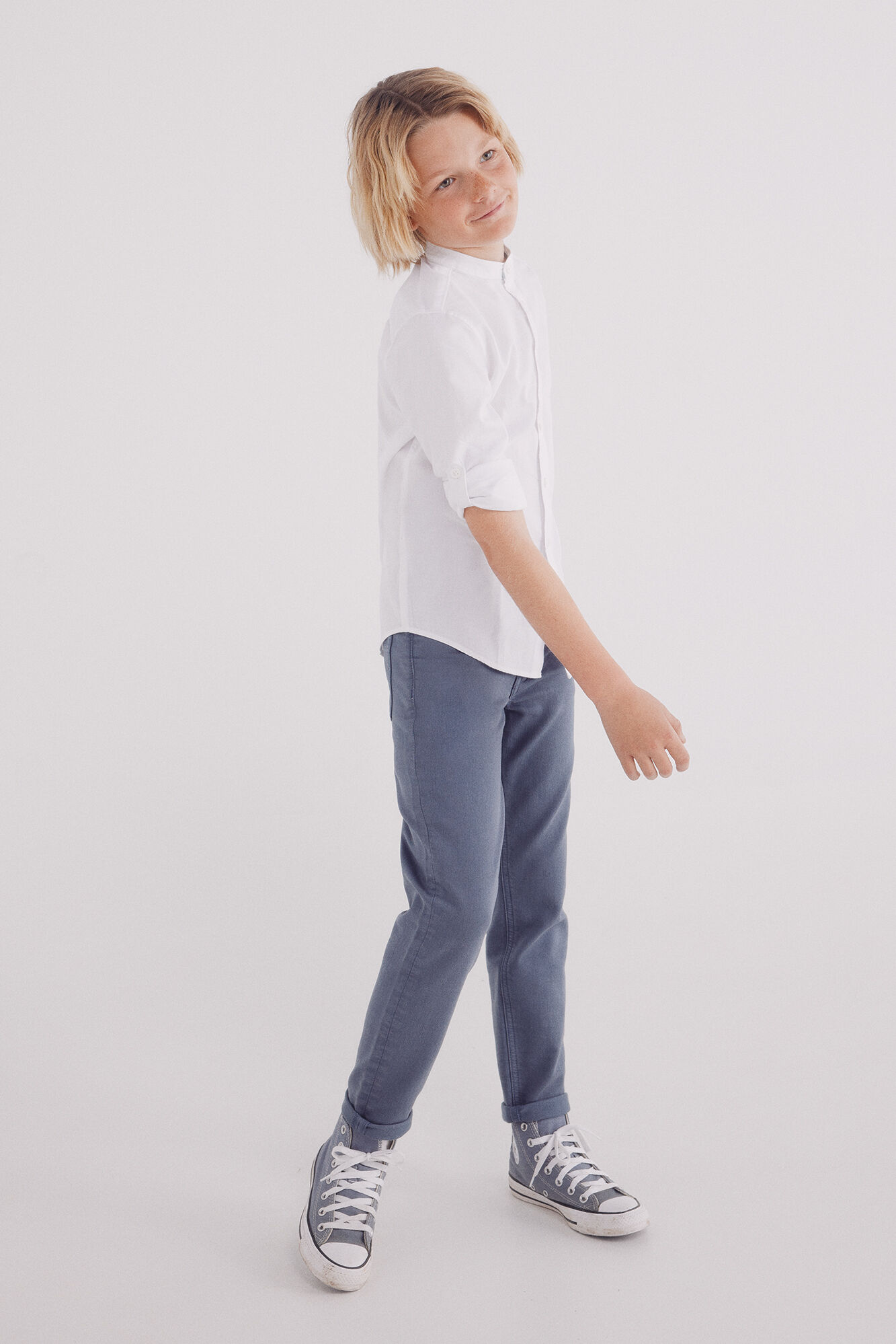 Springfield Kids Camisa estruturada de menino com gola mao