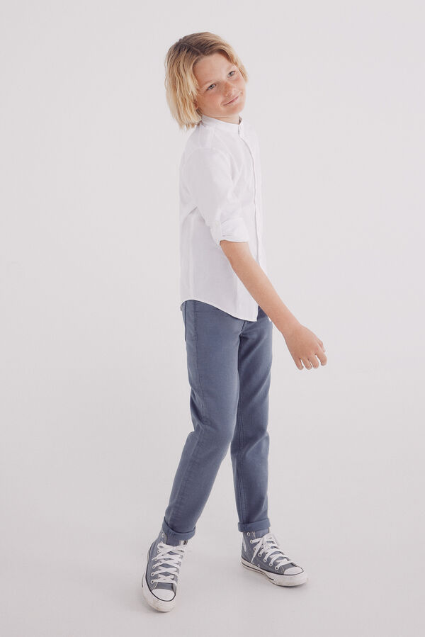 Springfield Kids Camisa estruturada de menino com gola mao branco