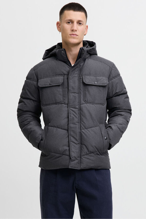 Jack & Jones Casaco acolchoada com capuz cinzento