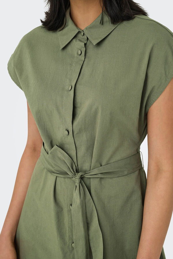 Only Vestido corto camisero verde