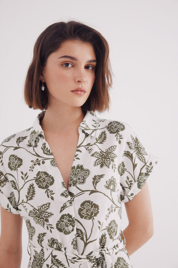 Springfield Vestido camisa com uma borda por baixo cru