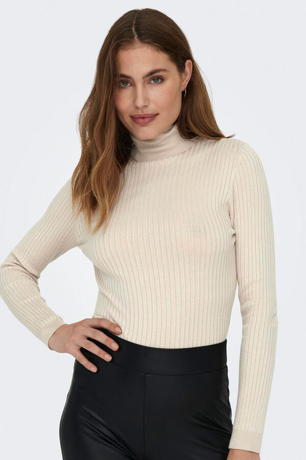 Only Camisolad e gola dobrada castanho