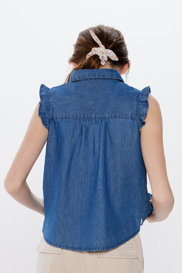 Springfield Blusa denim menina azul aço