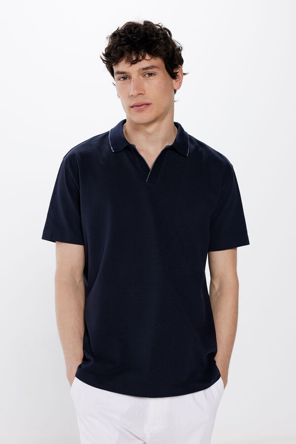 Springfield Polo piqu&eacute; detalles contraste regular fit azul