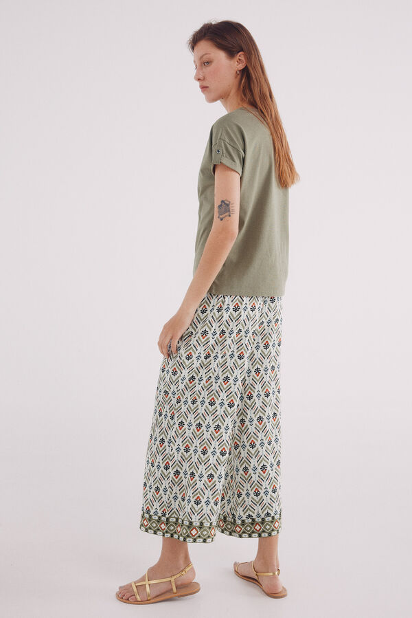 Springfield Pantal&oacute;n fluido estampado nude