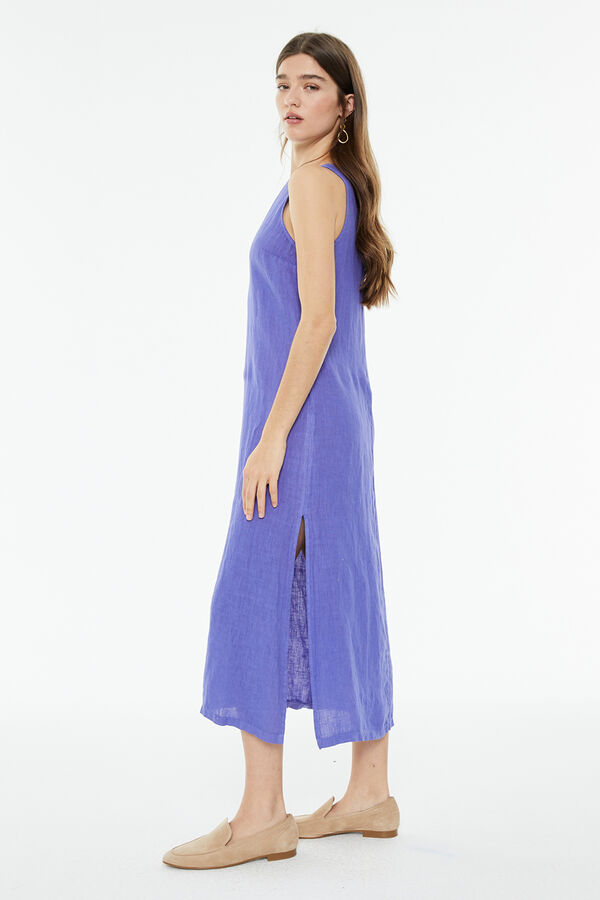 System Action Vestido largo de lino sin mangas morado/lila