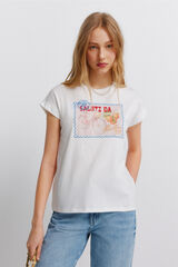 Springfield T-shirt de manga curta com desenho branco