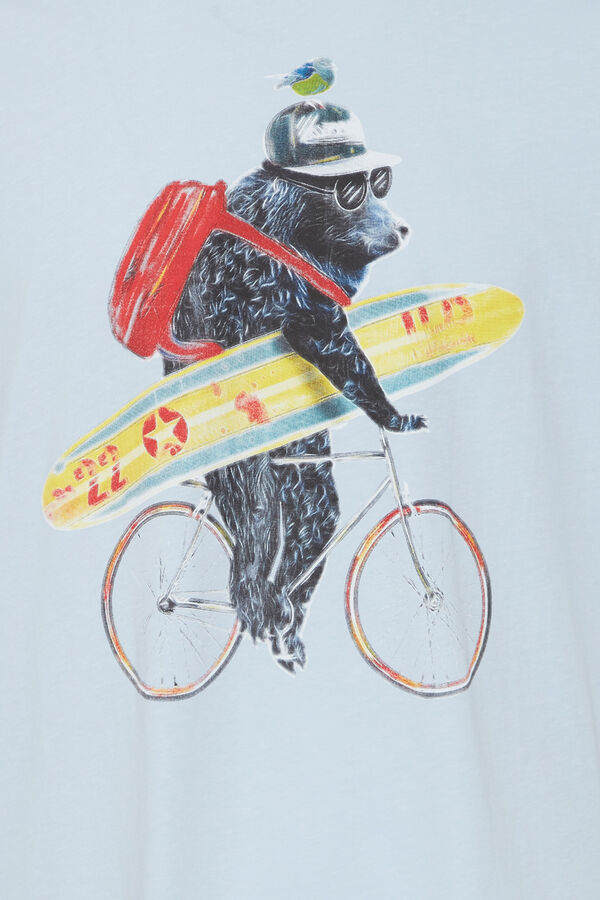 Blend T-shirt Manga Curta - Fun Print  azul