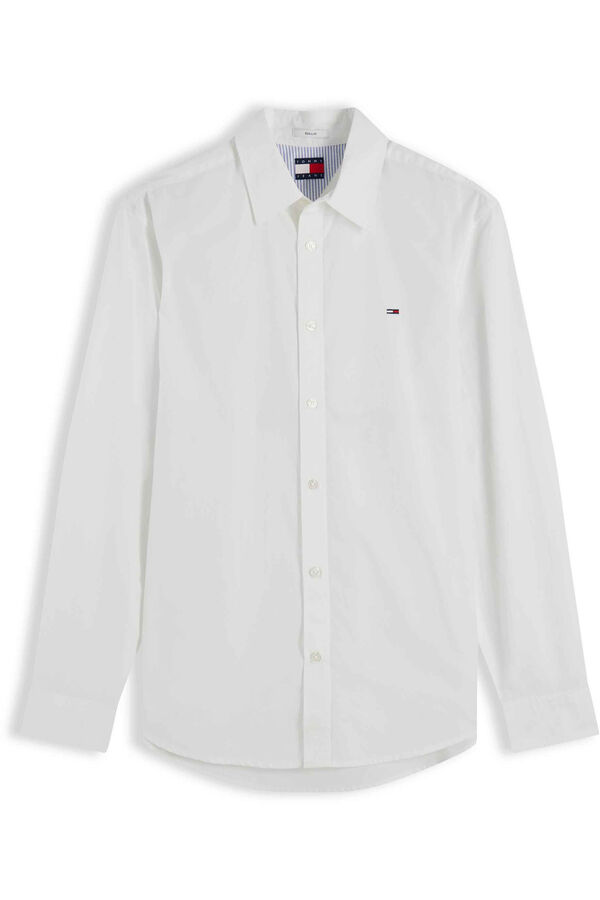 Tommy Jeans Camisa regular de popel&iacute;n marfil