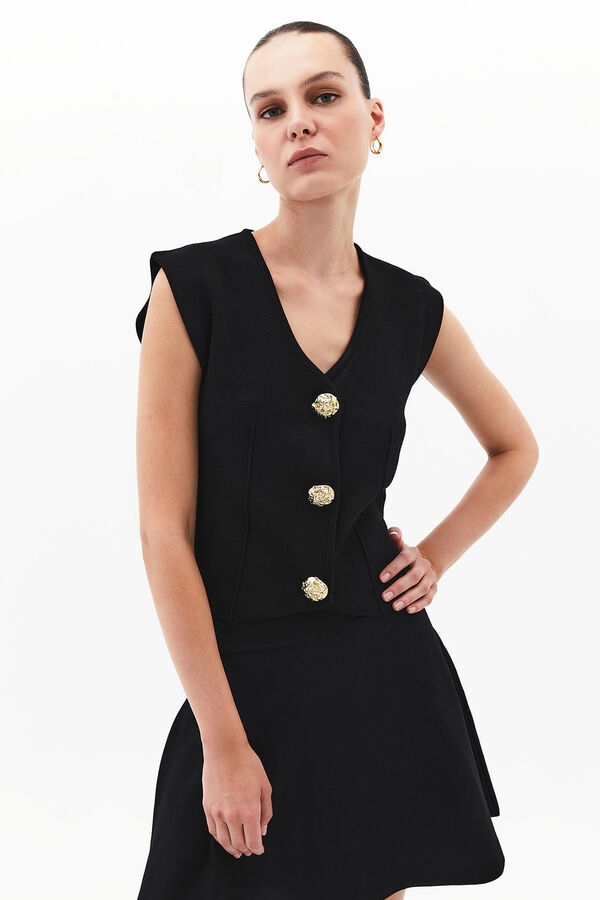 Oxxo Chaleco cuello pico negro