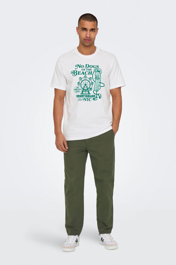 Only & Sons Calças de ajuste cônico masculino cru