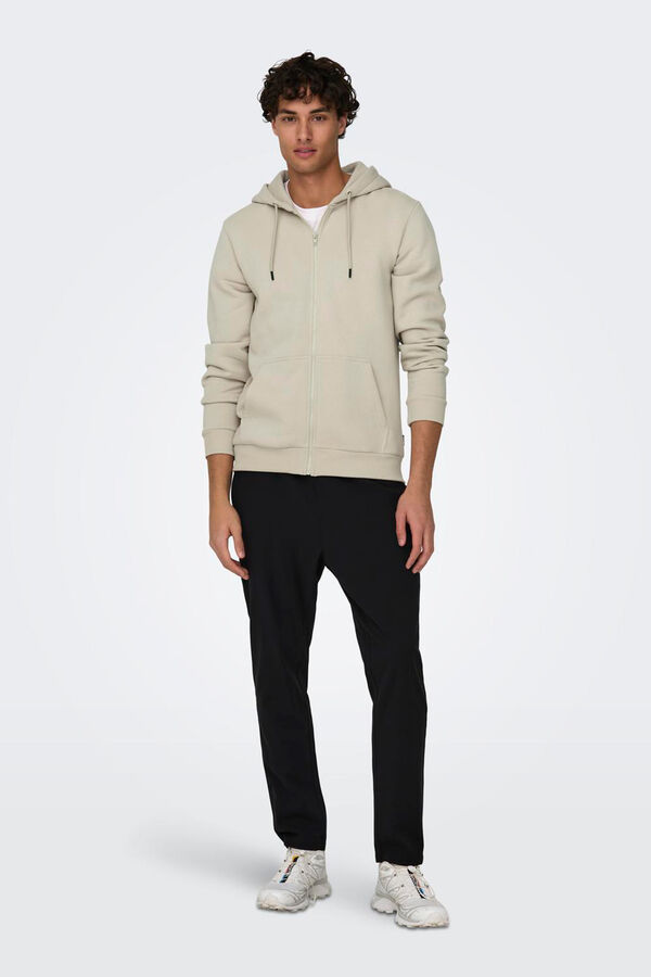 Only & Sons Sweatshirt com fecho-&eacute;clair bege
