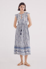 Springfield Vestido midi com estampado de renda cru