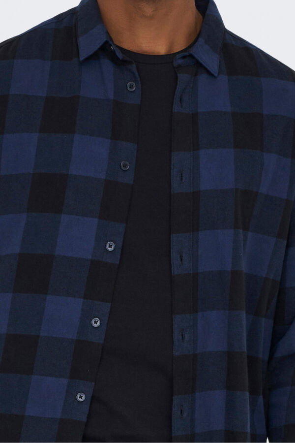 Only & Sons Camisa manga larga cuadros azul