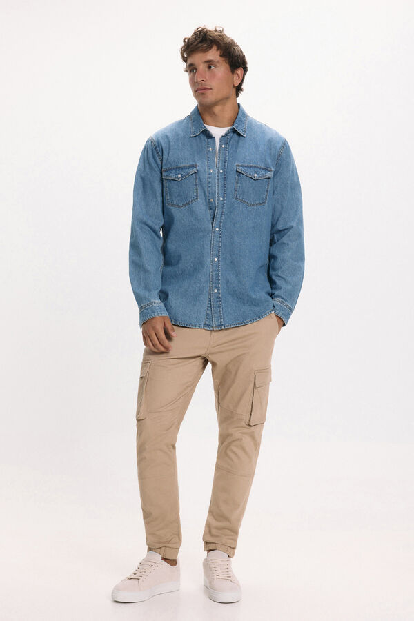 Only & Sons Camisa vaquera manga larga azul