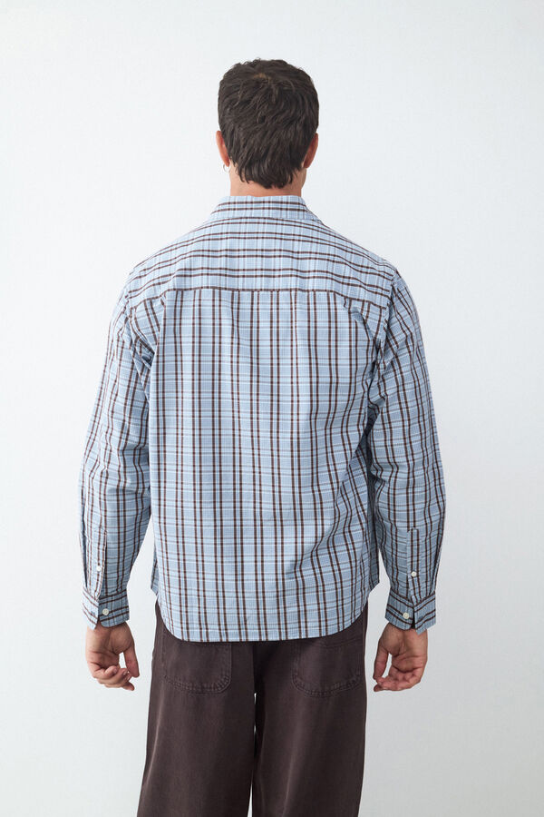 Balmohk Camisa manga larga oversize bolsillo marr&oacute;n