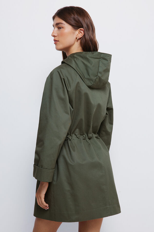 Springfield Parka de algod&atilde;o com capuz Caqui escuro