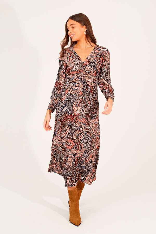 Brave Soul Vestido longo com estampa paisley cru