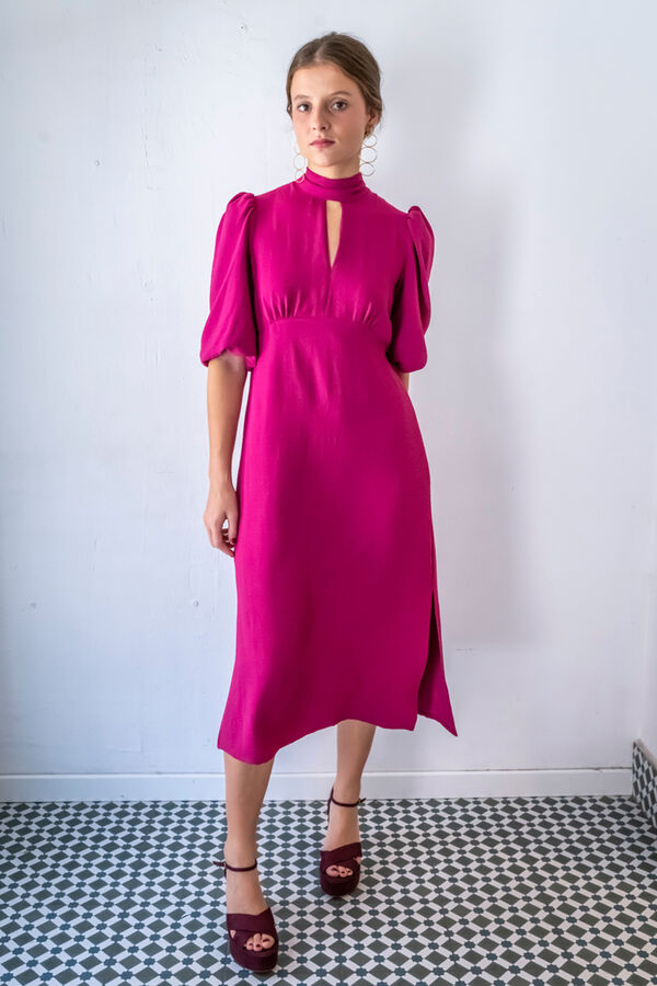 Cul Sac Vestido midi franzido vermelho