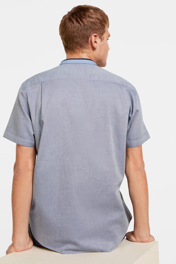 Springfield Camisa dobby mao azul medio