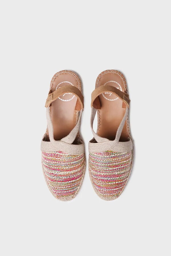 Toni Pons Espadrille meia cunha em r&aacute;fia multicolor branco