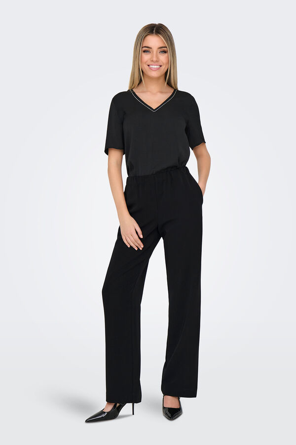 Only Pantal&oacute;n de pata ancha negro