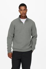 Only & Sons Sudadera regular con cremallera gris