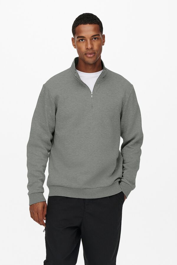 Only & Sons Sudadera regular con cremallera gris