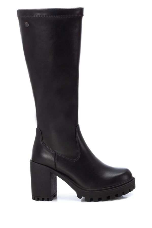 XTI Bota elastica con tacon alto y cremallera negro