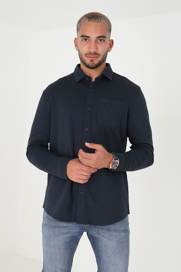 Brave Soul Camisa manga comprida com bolso azul