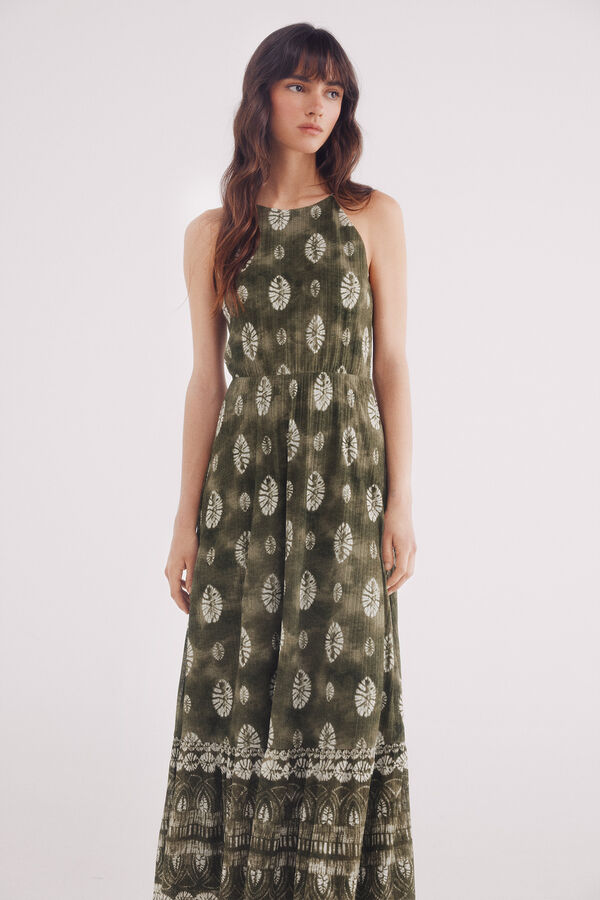 Springfield Vestido midi estampado hojas verde