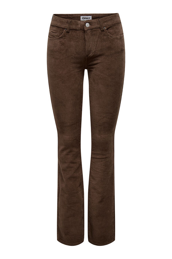 Only Cal&ccedil;a de veludo cotel&ecirc; boca de sino castanho