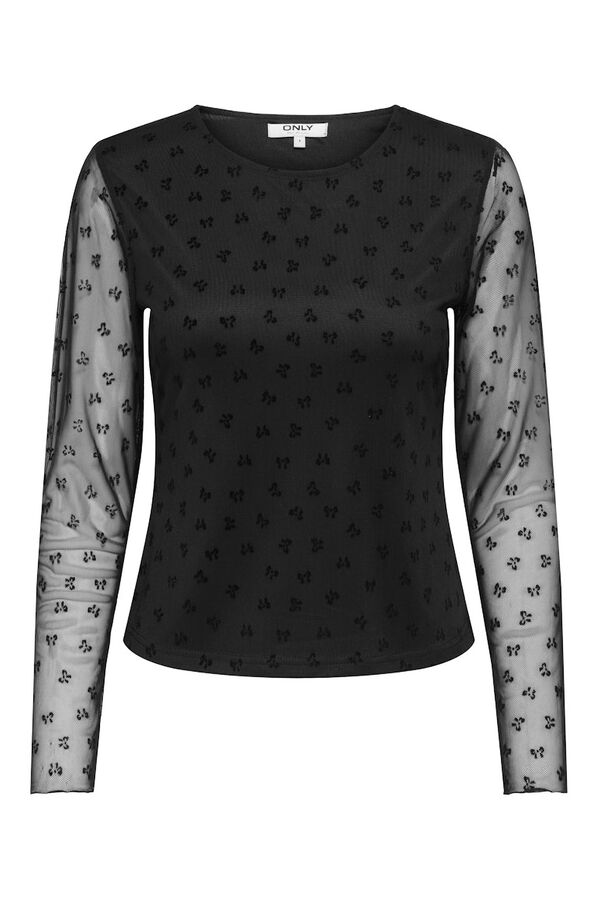 Only Top manga semitransparente negro